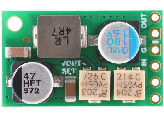 4.2-15V, 3A Fine-Adjust Step-Down Voltage Regulator w/ Adjustable Low-Voltage Cutoff D30V30MASCMA, top view.