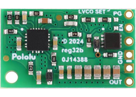 4.2-15V, 3A Fine-Adjust Step-Down Voltage Regulator w/ Adjustable Low-Voltage Cutoff D30V30MASCMA, bottom view.
