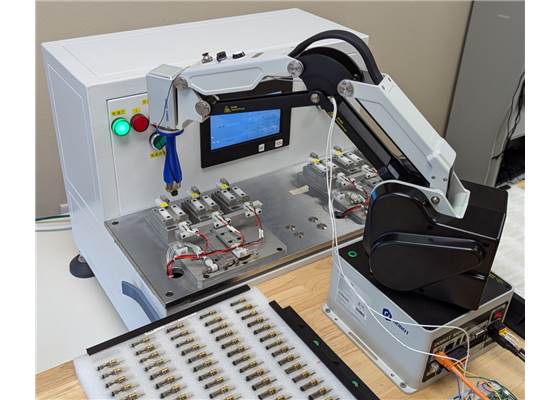 Dobot MG400 with 3D-printed electromagnet end effector testing Micro Metal Gearmotors.