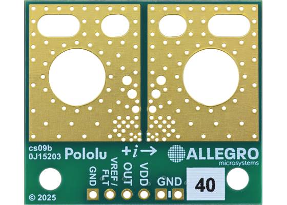 ACS37030LLZATR-040B3 Current Sensor Large Carrier -40A to +40A, 3.3V, bottom view.