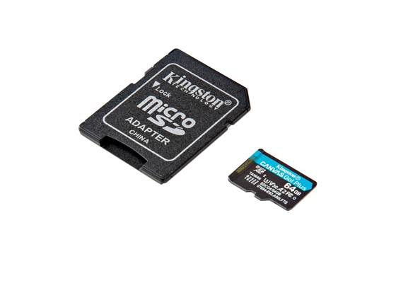 Kingston Canvas Go! Plus 64GB MicroSD Card with Adapter 