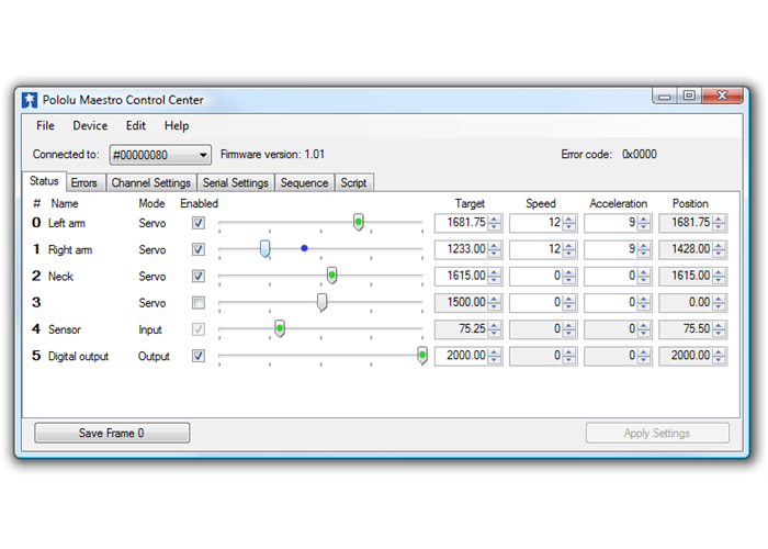 Micro Maestro 6-Channel USB Servo Controller (Partial Kit)