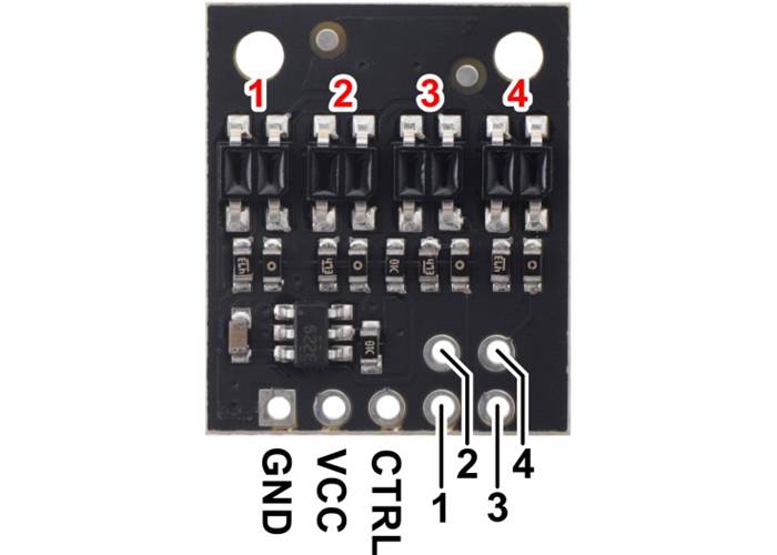 QTR-HD-04A Reflectance Sensor Array: 4-Channel, 4mm Pitch, Analog Output