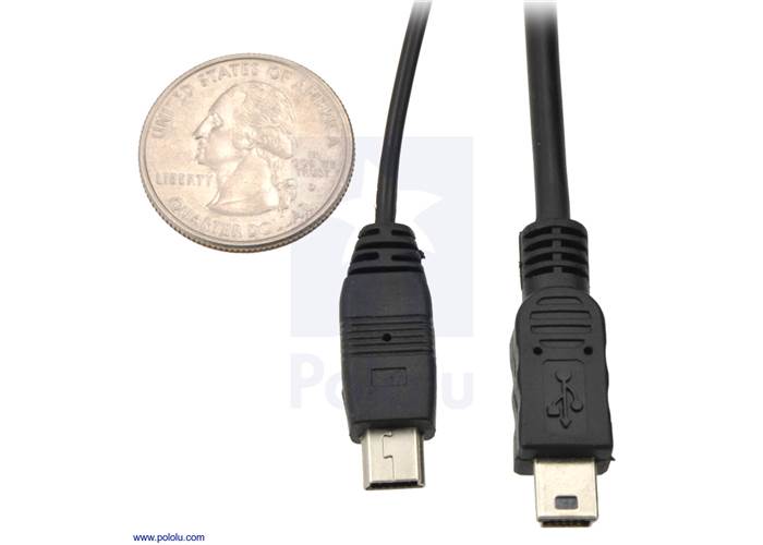 Thin (2mm) USB Cable A to MiniB, 5 ft., Low/FullSpeed Only
